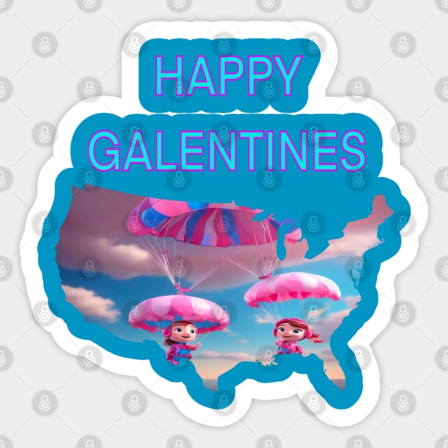 Galentines day parachute gift Sticker by sailorsam1805
